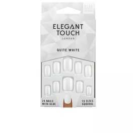 Elegant Touch Polished Colour 24 Nails With Glue Squoval Quite White Unisex