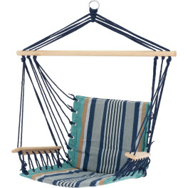 Ecd Germany Silla Colgante De Diseño Con Soporte Hamaca Con Reposabrazos Y Cojín De Algodón 6cm De Grosor Columpio Multicolor