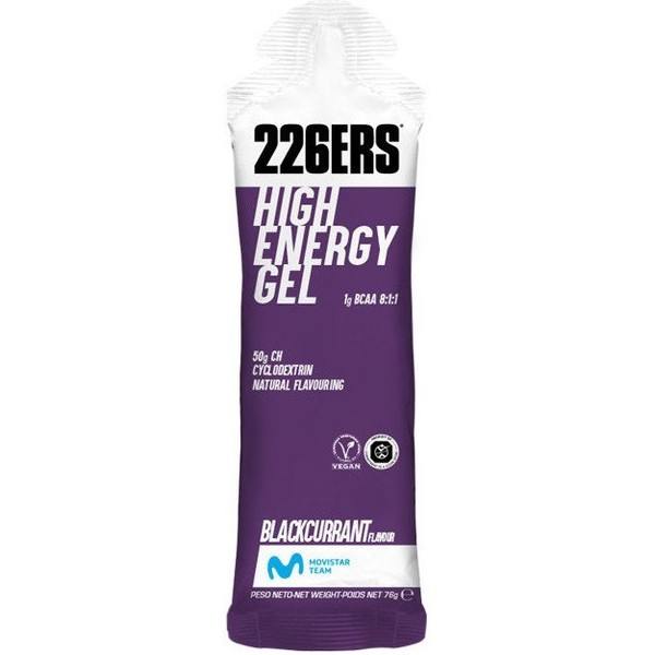 226ERS HIGH ENERGY GEL BCAA'S - 1 gel x 60 ml - Gel Energético Sem Glúten - Vegan - Com Ciclodextrina - 1g de BCAAs e 50g de Carboidratos