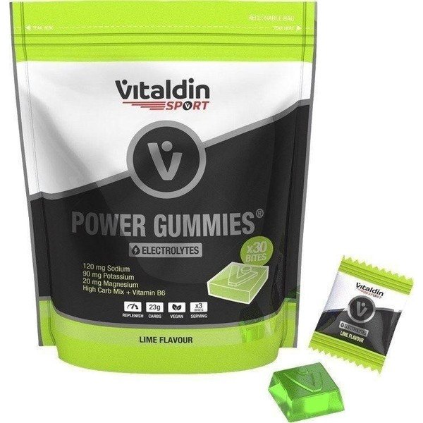 Vitaldin Sport Power Gummies Electrolitos - 30 Bites de Gominolas - Reposición de electrolitos - 120 mg Sodio + 90 mg Potasio + 20 mg Magnesio por serving + Vitamina B6 - Vegano