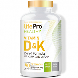 Life Pro Vitamina D&K 2 em 1 / Vitamina K-2 MK-7 - 90 Cápsulas