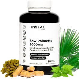 Hivital Saw Palmetto 3000 Mg. 180 Cápsulas Veganas Para 3 Meses