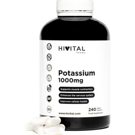 Hivital Potasio Puro 1000 Mg Procedente De Citrato De Potasio. 240 Comprimidos Veganos Para Más De 2 Meses.