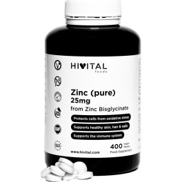Hivital Zinc Puro 25 Mg Procedente De Bisglicinato De Zinc. 400 Comprimidos Veganos Para Más De 1 Año