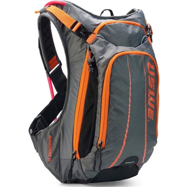 Uswe Hydration Backpack Airbone 15 Ndm 1 Elite Tank 3l Mangueira plug-n-play cinza/laranja