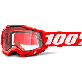 100% Accuri 2 Enduro Moto Goggle Red - Clear Dual Lens