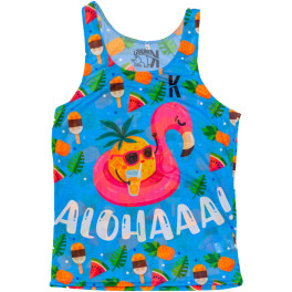 Kamuabu Camiseta Running De Tirantes Para Hombre - Aloha Pineapple - 90grs