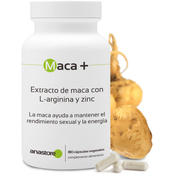 Anastore Maca + Arginina Y Zinc * 461 Mg / 180 Cápsulas * Extracto De Maca Titulado Al 0.6% En Macaeno Y Macamida