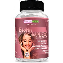 Healthy Fusion Biotin Complex  90 cápsulas - Cabello, Piel y Uñas, Prevención anticaída, acción hidratante de la piel y fortalecedor de uñas