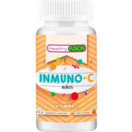Healthy Fusion Inmuno C 60 comprimidos masticables - Suplemento Vitaminico con Vitamina C pura para Niños. Aumenta las defensas