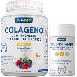 Pack BulePRO Colageno con Magnesio y Acido Hialuronico 300 gr + Multivitaminas 60 Caps