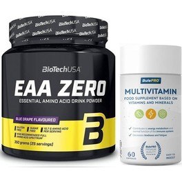 Pack BioTechUSA EAA Zero 350 gr - Essentielle Aminosäuren + BulePRO Multivitamine 60 Kapseln