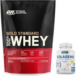 Pack Optimum Nutrition Protein On 100% Whey Gold Standard 10 Lbs (4,5 Kg) + BulePRO Collagène avec Magnésium 180 comprimés