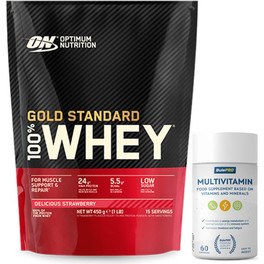Pack Optimum Nutrition Proteína On 100% Whey Gold Standard 10 Lbs (4,5 Kg) + BulePRO Multivitaminas 60 Caps