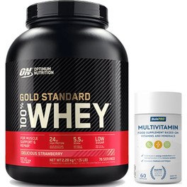 Pack Optimum Nutrition Proteína On 100% Whey Gold Standard 5 Lbs (2,27 Kg) + BulePRO Multivitaminas 60 Caps