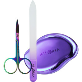 Ailoria Doucette Set Quitacallos Con Lima De Cristal Y Tijeras Para Uñas Púrpura