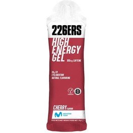 226ERS HIGH ENERGY GEL CAFFEINE - 1 Gel x 60 ml - Gluten Free Cherry Energy Gel - Vegan - With Cyclodextrin - 160mg of Caffeine and 50g of Carbohydrates