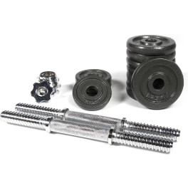 Gladiatorfit Kit / Juego De Discos De Mancuerna 15kg Y Barras Cromadas 25mm