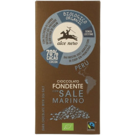 Alce Nero Tableta De Chocolate Negro Con Sal Marina