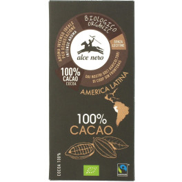 Alce Nero Tableta De Chocolate Bio 100% Puro Cacao