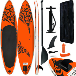 Vidaxl Juego De Tabla De Paddle Surf Hinchable Naranja 320x76x15 Cm