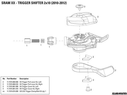 Sram Rec Palanca Cambio Xx Izqu. (Kit) Sram Rec Palanca Cambio Xx Izqu. (Kit)
