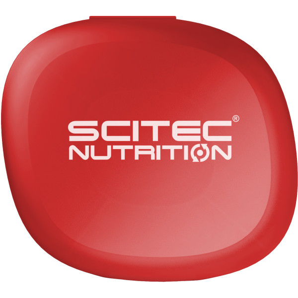 Caixa de comprimidos Scitec Nutrition vermelha com logotipo Scitec