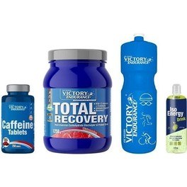 Pack Victory Endurance Total Recovery 1250 + Caffeine Tablets 250 Caps + Iso Energy Drink 500 Ml + Botella De Agua 750 Ml Azul