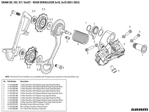 Sram Recambio Caja Larga-Roldanas Cambio X9 10 Velocidades 2012 Negro Sram Recambio Caja Larga-Roldanas Cambio X9 10 Velocidades 2012 Negro