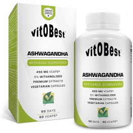 VitOBest Plant Ashwagandha 60 VegeCaps / \"Indischer Gingsen\" Ayurveda-Medizin - Reduziert Stress