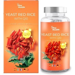 Key Health Levadura De Arroz Rojo 90 Caps de 550mg - con Coenzima Q10 Para 3 Meses Con Alcachofa y Vegetales Añadidos Ayuda a Reducir el Colesterol
