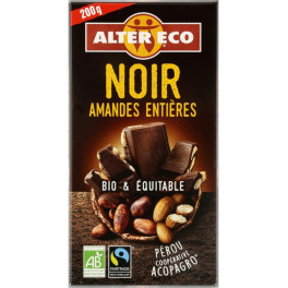 Altereco Chocolate Negro Con Almendras Enteras Bio 200 G