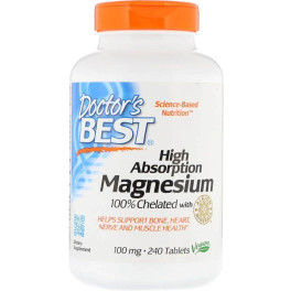 Doctors Best Magnesio De Alta Absorción 100 Mg 240 Tabletas