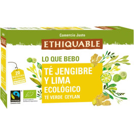 Ethiquable Té Verde Con Jengibre Y Lima Bio 20 Bolsitas Infusoras De 36g