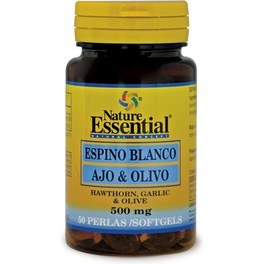 Nature Essential Weißdorn + Knoblauch + Olive 500 mg 50 Perlen