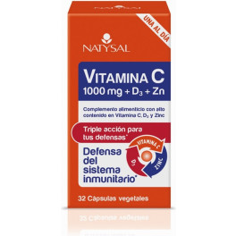 Natysal Vitamina C 1000mg + D3 + Zn 32 Caps Vegetales