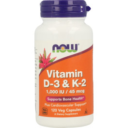 Now Vitamina D-3 Y K-2 120 Caps Vegetales