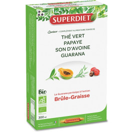 Superdiet Cuarteto Orgánico Quemagrasas: Té Verde. Papaya. Salvado De Avena. Guaraná 20 Ampollas