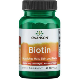 Swanson Biotina Premium Alta Potencia 10000 Mcg 60 Perlas De 10000?g