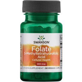 Swanson Folato (ácido 5-metiltetrahidrofólico). 800 Mcg 30 Caps Vegetales