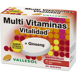 Vallesol Multi Vitaminas Vitalidad + Ginseng 24 Tabletas Masticables