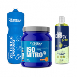 Pack REGALO Victory Endurance Iso Nitro Energy Drink 500g + Iso Energy Drink 500 Ml + Botella De Agua 750 Ml Azul