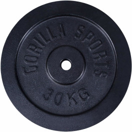 Gorilla Sports Disco De Pesas De Hierro Macizo 30 Kg Negro