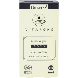 Drasanvi óleo vegetal de coco orgânico 50 ml Ecocert Vitaroms