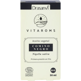 Drasanvi Bio Óleo vegetal de cominho preto (primeira prensagem a frio) 50 ml Ecocert Vitaroms