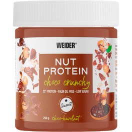 Weider NutProtein Crunchy Choco Vegan Spread 250 Gr - 100% Vegana, Baja en Azúcares, Efecto Crunchy + 23% Proteína de Guisante