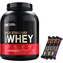 Pack REGALO Optimum Nutrition Proteína On 100% Whey Gold Standard 5 Lbs (2,27 Kg) + Protein Crisp Bar 3 Barritas X 70 Gr