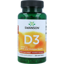 Swanson Vitamina D3 De Mayor Potencia 5000 Ui 250 Perlas De 125?g