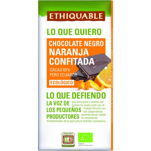 Ethiquable Chocolate Negro Naranja Confitada Peru-haití Bio 100 G