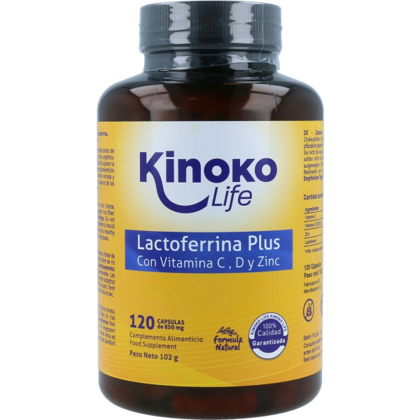 Kinoko Life Lactoferrina Plus Con Vitamina C.d Y Zinc 120 Cápsulas